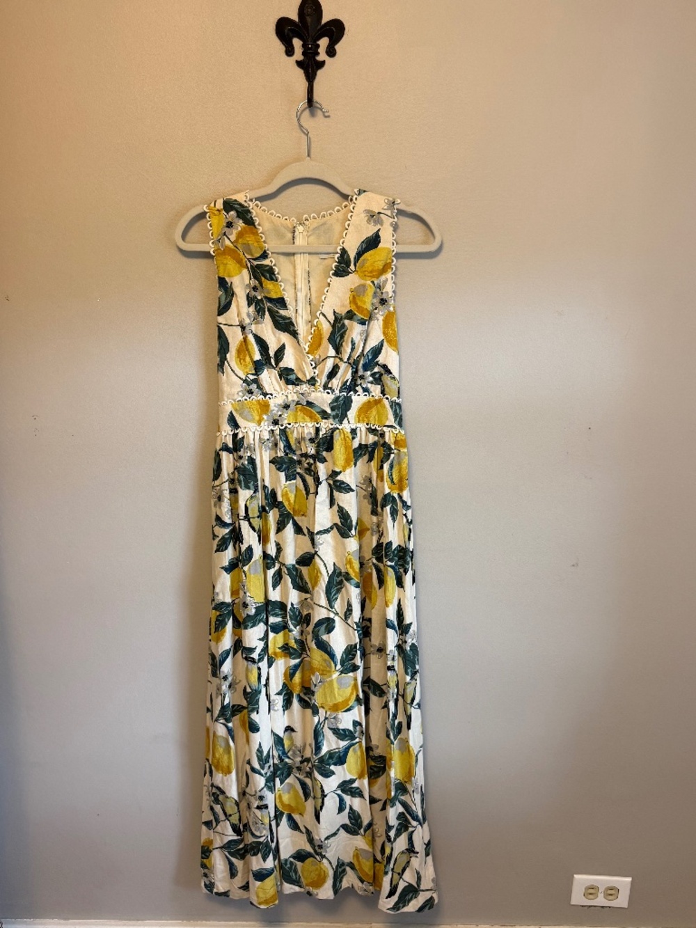 Dress Forum Lemon Print Cotton Linen Maxi Dress Size M NWT